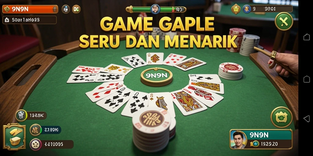 Screenshot gameplay 9N9N yang menampilkan momen seru bermain Gaple.