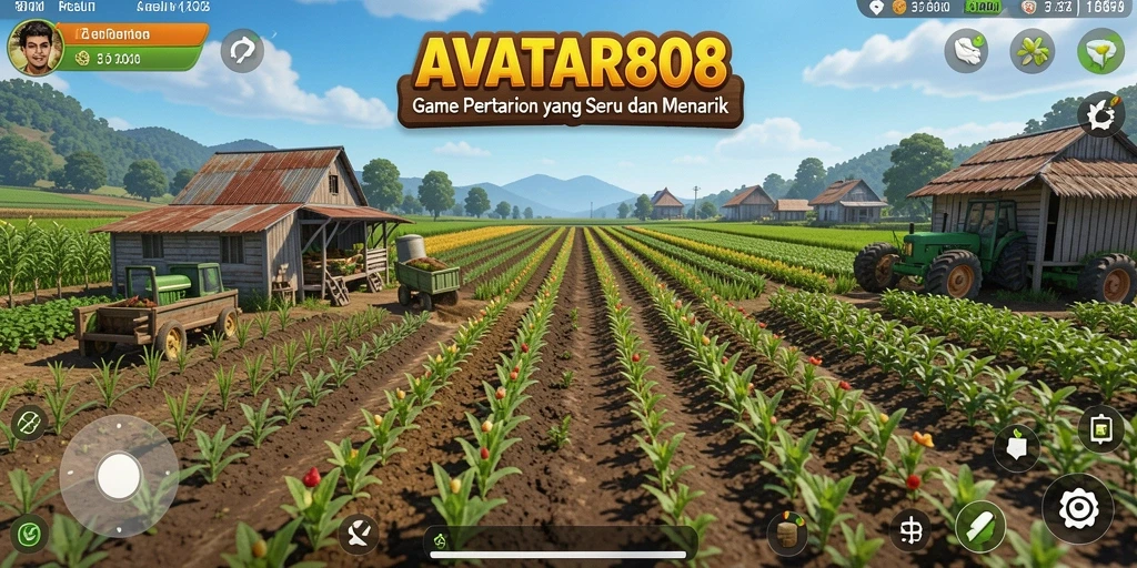 Tampilan screenshot gameplay yang menunjukkan aktivitas bertani di AVATAR808.