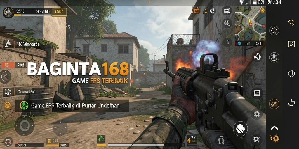 Tampilan intense gameplay <strong>BAGINTA168</strong> saat bertempur dalam mode FPS.