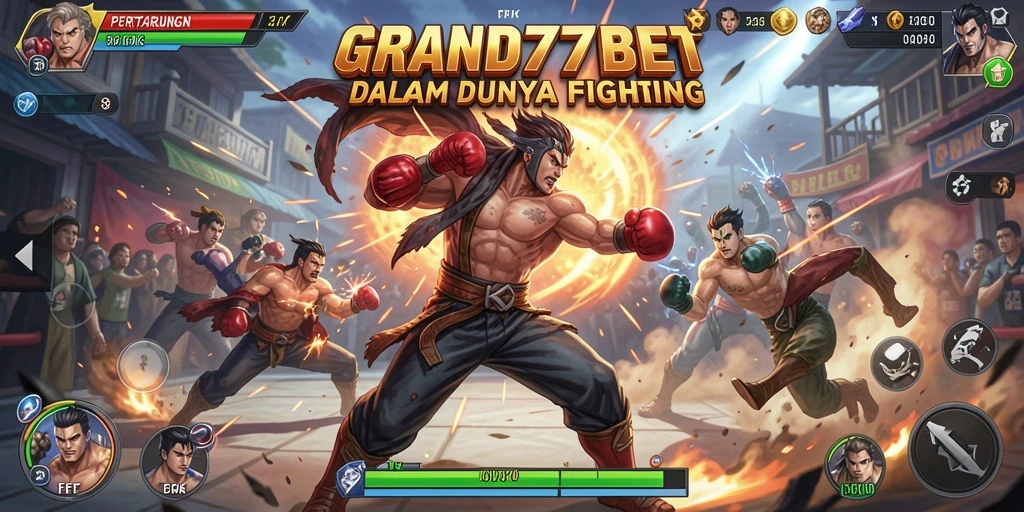 Tampilan gameplay GRAND77BET yang mendebarkan dengan pertarungan epik.