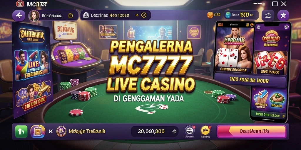 Screenshot gameplay Live Casino MC777 dengan dealer profesional dan interaksi sosial.