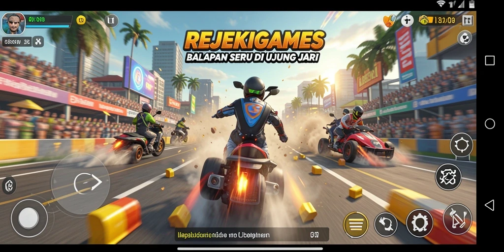 Tampilan menarik dari gameplay balapan di REJEKIGAMES yang mendebarkan.